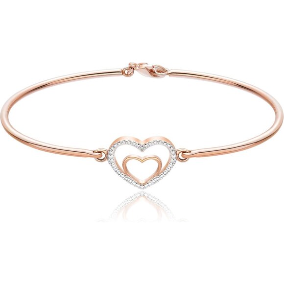 Hypoallergenic 18K and 14K Two-Tone Bangle Bracelet - Perfect Thanksgiving Gift